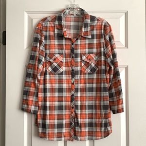 Eden & Olivia Flannel shirt (coral/orange, grey/white)